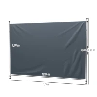 Outsunny Store à clipser avec manivelle ajustable Gelenkarmmarkise Markise sans perçage 350 cm de large Gris foncé(m-3)