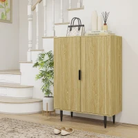 HOMCOM Meuble à Chaussures Gain de Place pour 15 Paires de Chaussures avec 4 Étagères Réglables, 80x38x110cm, Chêne(m-2)