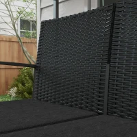 Outsunny Ensemble de Jardin avec 2 Chaises, Canapé et 2 Tables avec Coussins et Plateau en Verre, Noir(m-4)