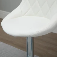 HOMCOM Set 2 Barhocker, Höhenverstellbar mit Metallfuß und PU-Ledersitz, Moderne Hocker mit Rückenlehne und Fußstütze, 46x48x83-104 cm, Weiß(m-4)