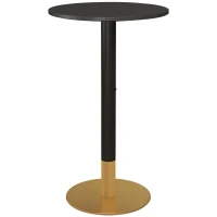 HOMCOM Mesa de bar redonda mesa de bistró mesa de cocina estilo contemporáneo estructura de acero 60x60x102 cm Negro(m-1)
