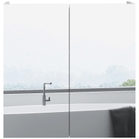 kleankin Armadio da Muro per Bagno con Specchio, Armadietto Portaoggetti, 2 Porte, 3 Livelli, Ripiano Regolabile, 60 x 15 x 60 cm, Bianco