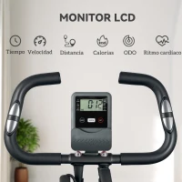 SPORTNOW Vélo d'Appartement Pliable avec Résistance Magnétique Moniteur LCD et Bandes pour Bras 43x97x109 cm Noir(m-5)
