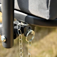 Outsunny Dondolo da Giardino  a 3 Posti Convertibile in Letto con Tetto Regolabile, Materasso Incluso, Metallo e Poliestere, 2L x 1,25l x 1,7H m, Grigio Scuro(m-4)