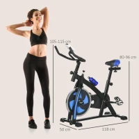 SPORTNOW Bicicleta estática bicicleta de Fitness con pantalla LCD multifunción silla y manillar ajustables acero Negro y Azul(m-3)