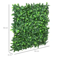Outsunny Valla artificial de hojas para pared, pantalla de privacidad 12 paneles 50x50 cm, trellis extensible, follaje realista en PE(m-3)