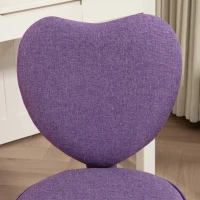 HOMCOM Chaise de Bureau en Forme de Cœur avec 5 Roulettes et Hauteur Réglable en Tissu, 40x50x79-89cm, Violet(m-3)