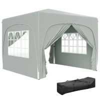 Outsunny Gazebo de Jardín 3x3m Plegable con Altura Ajustable, Protección UPF50+ y Bolsa, Gris Claro(m-5)