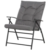 Outsunny Silla de camping silla de pesca plegable y portátil, respaldo alto, cojín acolchado y desmontable 65x65x94 cm, Gris(m-7)