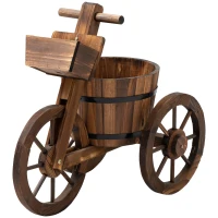 Outsunny Porte Maceta Triciclo - estante de Macetas de Flores - jardinera 52x31x45,5 cm - Madera de Pino(m-7)