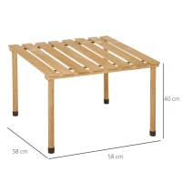Outsunny Mesa de Centro Plegable de Jardín Camping Tablero de Lamas 58x58x40 cm Bolsa Transporte Incluida Madera Pino preaceitado(m-3)