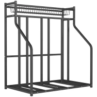 SPORTNOW Soporte para bicicletas, estructura de estacionamiento para 3 bicicletas con cesta superior y 4 ganchos 90x54x100 cm Negro(m-1)