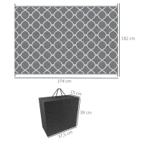 Outsunny Outdoor-Teppich, Wendbarer Teppich 2,74L x 1,82B m - Hochdichtes PP 310 g/m² Grau und Weiß(m-3)