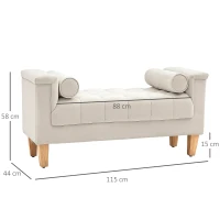 HOMCOM Banc rembourré, design vintage, 2 coussins, revêtement en Chenille, 115 x 44 x 58 cm, Beige(m-3)