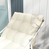 Outsunny Silla de jardín, sillón de exterior con cojín marco de acero para balcón, terraza, jardín Beige(m-4)