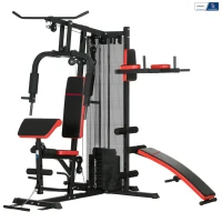 Multifunktionale Fitness-Trainingsstation, 10 Gegengewichte, 65 kg, mit Metallschutznetz(m-1)
