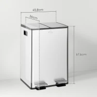 HOMCOM Cubo de basura doble para cocina 2x28L 2 tapas de cierre suave cubos extraíbles y asas(m-3)