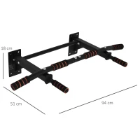 HOMCOM Klimmzugstange Fitnessstange aus Stahl maximale Belastung 120 kg Wandmontage 94 x 51 x 18 cm schwarz(m-3)