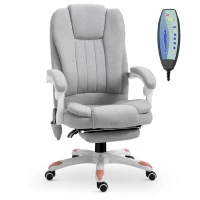Vinsetto Poltrona Massaggiante, Sedia Ufficio, Sedia Gaming, Poliestere, Schiuma, Nylon, Grigio, 66 x 63 x 107-115 cm(m-4)