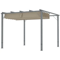 Outsunny 3 x 3 m Pergola de Jardin, Toit de Terrasse Réglable, Cadre en Aluminium, Protection Solaire UPF30+, Gris(m-1)