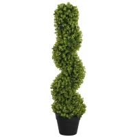 HOMCOM Künstlicher Eukalyptus-Spiralbaum mit inkludiertem Topf für Innen- und Außenbereich, Höhe 90 cm, Grün(m-5)