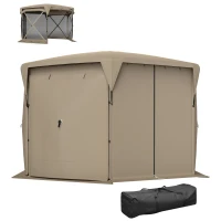 Outsunny 3 x 3,5 Pavillon de jardin pop-up avec protection UPF30+, parois en filet, sac de transport, pour fêtes de jardin, camping, Kaki(m-1)