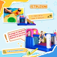 Outsunny Castello Gonfiabile per Bambini con Scivolo, Piscina e Canestro da Basket, Gioco Gonfiabile Gigante e Rimbalzante per 3 Bambini, 360x305x210 cm(m-6)