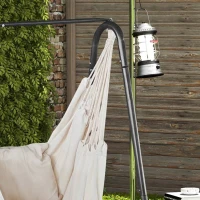 Outsunny Sedia a dondolo da giardino con supporto, sedia sospesa con cuscino, bracciolo, ganci, crema bianco(m-3)