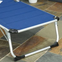 Outsunny Sonnenliege klappbar mit mehrfach verstellbarer Rückenlehne und abnehmbarer Kopfstütze aus Aluminium und Textilen in Blau(m-4)