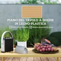 Outsunny Set Salotto da Esterno in Rattan PE con 2 Divani a 2 Posti con Cuscini e 2 Tavoli da Caffè, Colore Legno(m-7)