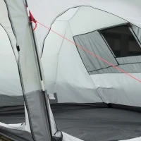 Outsunny Tenda da campeggio familiare 6-8 persone, tenda tunnel impermeabile, porte e finestre, 5,1 x 2,4 x 1,8 cm, grigio chiaro(m-4)