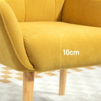 HOMCOM Sillón Acolchado Sillón de Sala con Acolchado Terciopelo Suave hasta 120 kg Amarillo(m-5)