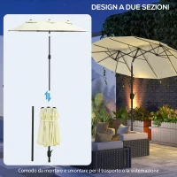 Outsunny Parasol de Jardin Double Inclinable avec Ouverture à Manivelle, 285x147x227cm, Beige(m-3)