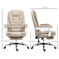 Vinsetto Silla de oficina para directivos con reposapiés respaldo reclinable y reposabrazos acolchados en lino Beige(m-3)