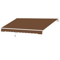 Outsunny Auvent mural avec Bras Articulés et Manivelle Cadre Résistant en Aluminium et Couverture en Polyester 295x245 cm Café