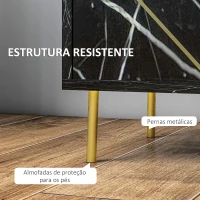 HOMCOM Mesinha de Cabeceira com Efeito Mármore Compartimento Aberto e Gaveta Mesa de Cabeceira para Quarto 39x30x50 cm Preto(m-6)