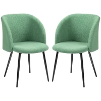 HOMCOM Conjunto de 2 sillas de comedor con respaldo de tela de lana rizada y patas de acero 55x62x80 cm Verde Negro(m-7)