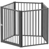 PawHut Parque para perros, parque para animales, 5 paneles, valla portátil plegable, seguro, Negro(m-7)
