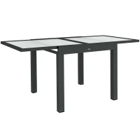 Outsunny Mesa Extensible de Jardín Grande desplegadas 160x80x75 cm Aluminio Tablero de Vidrio Templado transparente(m-1)