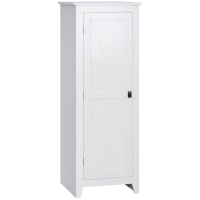 HOMCOM Armadio da Archiviazione per Cucina, Mobiletto Alto per Bagno, Stile Classico con 3 Ripiani Regolabili, Altezza 120 cm, in Legno, Bianco