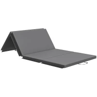 HOMCOM Tapete de gimnasia yoga pilates fitness plegable en 4 con asas revestimiento sintético 180x80x5 cm Gris(m-6)