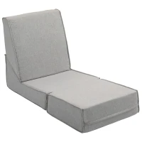 HOMCOM Fauteuil Moderne de Sol Convertible en Chaise Longue en Tissu, Gris Clair(m-1)