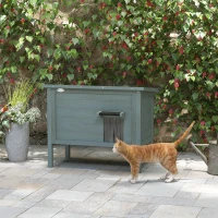 PawHut Casa para gatos nicho de exterior en madera elevada con techo abatible aislada 85x50x68,5 cm Grisoscuro y Negro(m-5)