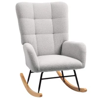 HOMCOM Sillón Mecedora cubierta acogedora acolchado grueso antideslizante Gris Claro(m-6)