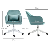 Vinsetto Silla de oficina terciopelo silla de oficina con masaje cojín lumbar integrado altura ajustable giratoria 360° Verde(m-3)