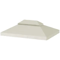 Outsunny Toit de Rechange pour Pavillon, 3 x 4 m, Bâche de Remplacement avec Ouvertures de Drainage, Polyester, Protection Solaire, UPF30+, Gris clair(m-1)