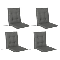 Outsunny Ensemble de 4 coussins de chaise 108 x 50 x 5 cm Sitzkissen avec sangles, coussin d'assise intérieur extérieur Gris clair(m-6)