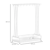 HOMCOM Moderner Regenschirmständer aus Stahl mit 21 Fächern und 24 Haken Abnehmbare Tropfschale für Eingangsbereich 50x24x68 cm Weiß(m-3)