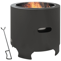 Outsunny Braciere da esterno senza fumo in metallo portatile, Ø45 cm, Nero