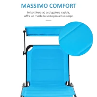 Outsunny Silla Tumbona de Exterior Plegable con Toldo y Acolchado de Espuma, Cama de Jardín con Respaldo Ajustable 66x164x81cm Azul(m-3)